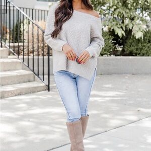 Candid Feelings Beige Boat Neck Textured Sweater